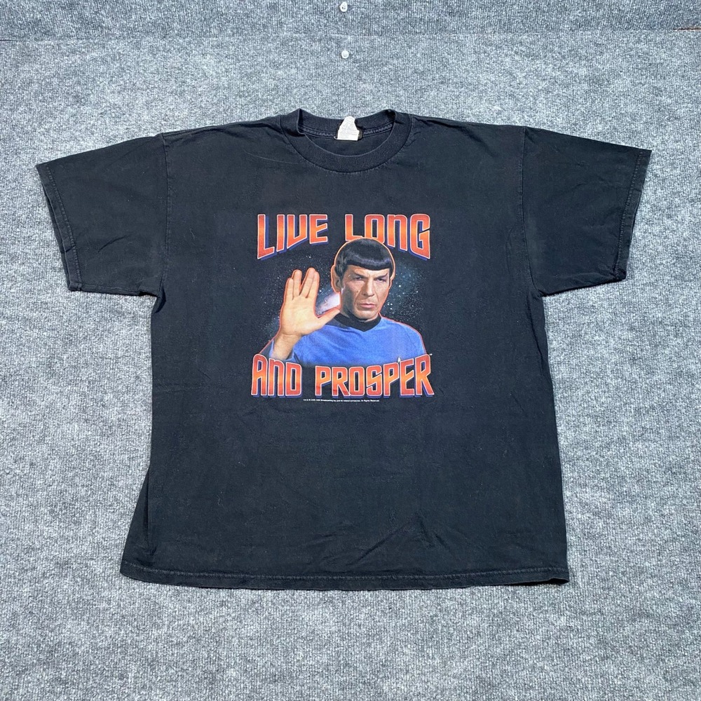 Star Trek Spock Live Long And Prosper Black Graphic Tee Shirt‎ Mens XL 2011 CBS